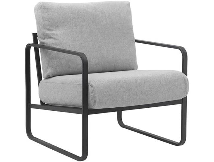CLP Lounger Manea I Relaxsessel Kunstleder Oder Stoff Bezug I Mit Stabilem Metallgestell I Gepolsteter Clubsessel Farbe hellgrau Material Stoff