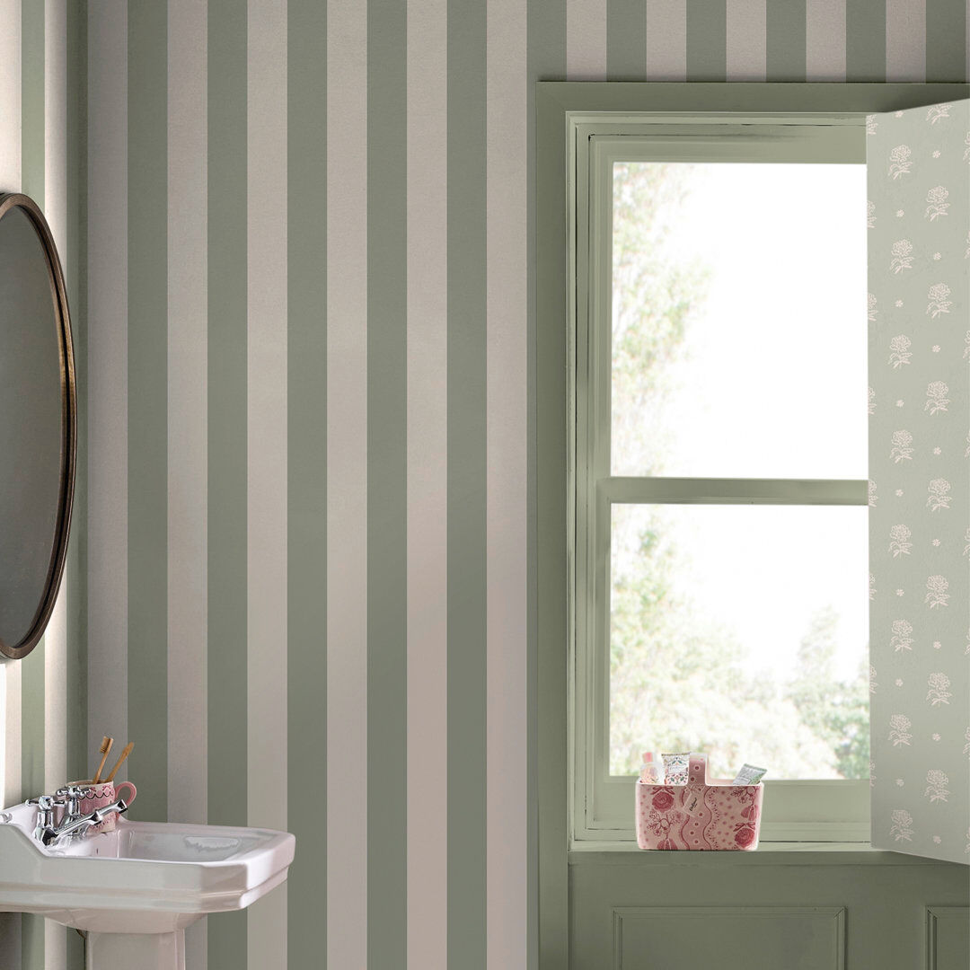 Cath Kidston Canopy Stripe Duck Egg Wallpaper Green 1,000cm L