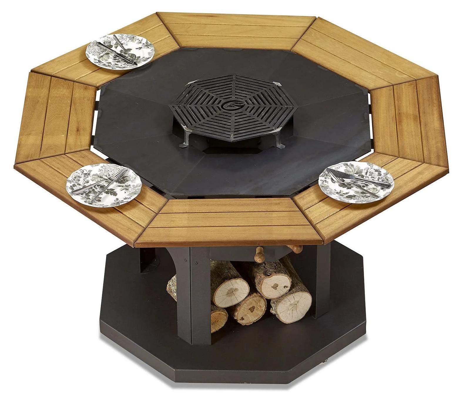 Eleganter schwarzer Holz-Grilltisch für Gartenpartys
