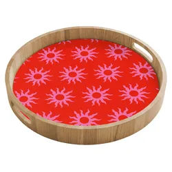 TABLETT Sonnen - Rot - Rosa - Muster - Sommer Servierplatte 40x40 cm
