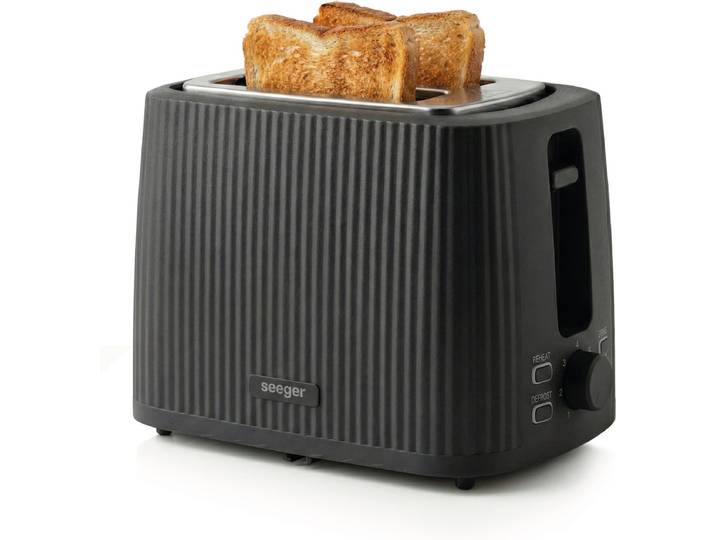 Seeger Broodrooster - Plissé Design - 7 Warmteniveaus - Toaster - 930 Watt - Ontdooifunctie - Compact - Zwart