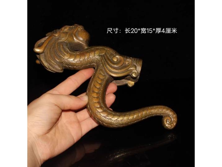 Canne de marche avec tête de dragon en cuivre antique, collection, décoration d'intérieur, artisanat, cadeau créatif