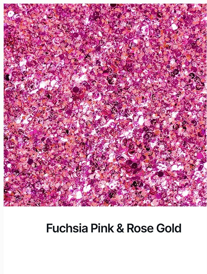 Hemway Glitter Mix Ultra Sparkle 100g / 3.5oz   Fuchsia Pink Rose Gold Mix   Cosmetic, Festival, Crafts - Fuchsia Pink Rose Gold Mix - 100g