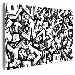 LEINWANDBILD Formen - Buchstaben - Graffiti - Schwarz Deko Schlafzimmer 30x20 cm