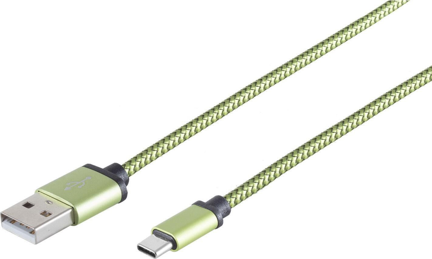 S-CONN USB A naar USB C kabel, USB 2.0, 0,48 Gbit/s, 0,9 meter, Groen