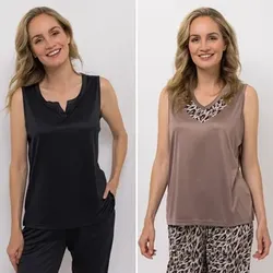 JERYMOOD HOMEWEAR 2 Tops Mikrofaser Seitenschlitze leger weit
