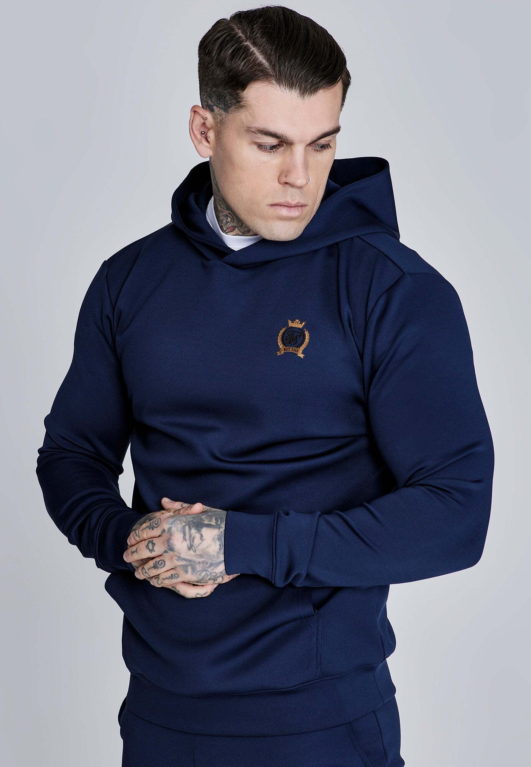 Kapuzenpullover SIKSILK "Siksilk Kapuzenpullover Essentials Poly", Herren, Gr. XXL, blau, Pullover Kapuzenpullover blau XXL