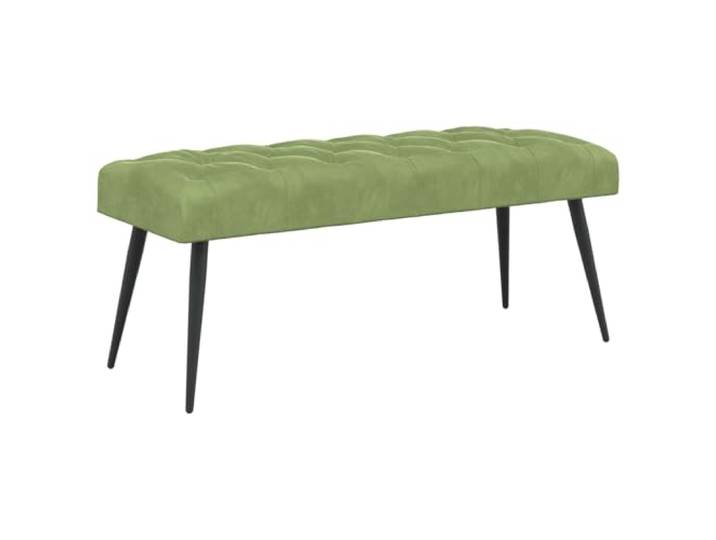 hliofuir Samt Sitzbank 110x40x46cm Hellgrün Polsterbank mit Metallbeinen Elegante Schminkbank und Bettbank fürs Schlafzimmer mit dicker Schaumstoffpolsterung und stabiler Holzwerkstoff-Basis.