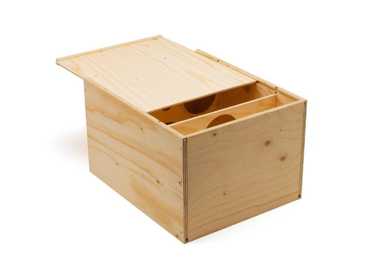 Aufbewahrungsbox Weinflaschen, Holz, Hellbeige , beige (hellbeige), B:35,3cm H:29,8cm T:29,8cm, Aufbewahrungsboxen, Aufbewahrungsbox
