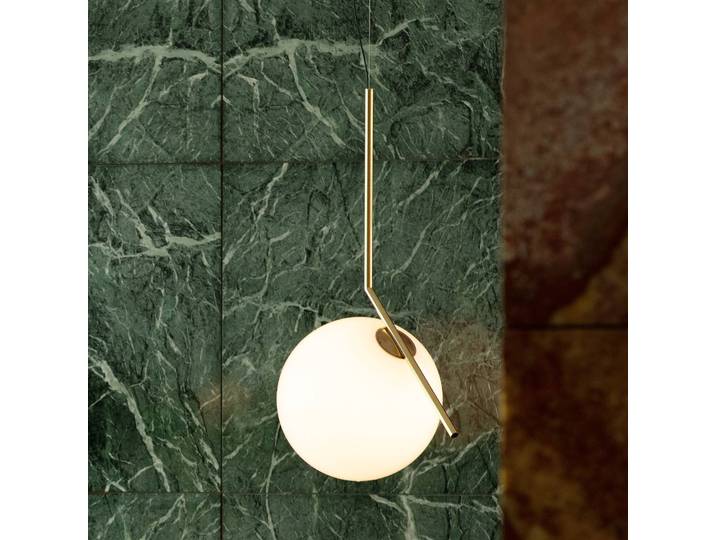 FLOS Designer Hängelampe IC S2, dimmbar, messing / gold, für Wohn- / Esszimmer, Metall, Design, Pendelleuchte