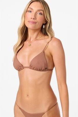 O'Neill s Shorebreak Rib Tanning Triangle Bikini Top in Carob Brown, Size XS, Elastane/Polyester