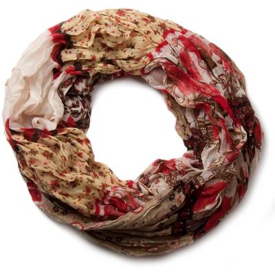 Loop STYLEBREAKER "Loop mit Blumen Paisley Muster", Damen, beige (beige, weiß), Obermaterial: 100% Viskose CV., Modisch, Modetücher Loop
