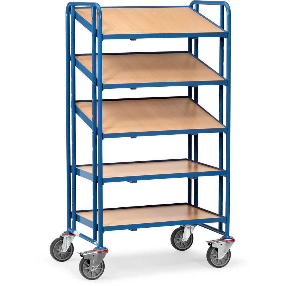 Fetra Eurokastenwagen mit 5 Holzwerkstoffböden LxB 820 x 610 mm, Tragkraft 300 kg