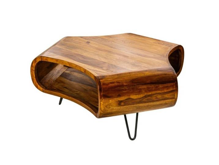 LebensWohnArt Couchtisch Design Couchtisch LIVE-RANIC ca.90cm Massivholz Palisander