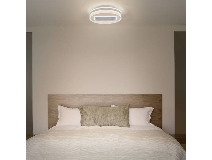 OSRAM LED-Deckenventilator GRILL, Ø 50 cm weiß Fernbedienung dimmbar, weiß / opal, für Wohn- / Esszimmer, Metall, Modern