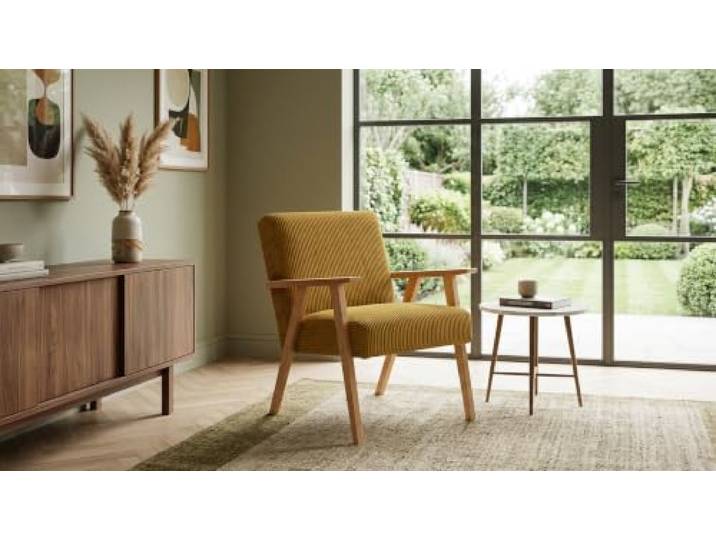 Family Meble Sessel Soler Apollo – Retro-Sessel im Vintage-Stil mit Stoff-Bezug – Gelb · 1