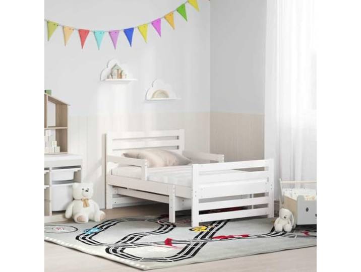 SKTQYQO Weißes Bett 80 x 200 cm mit Matratze enthalten Massives Kiefernholz, Kopfteil inklusive, Oeko-Tex-zertifiziert, einfache Reinigung