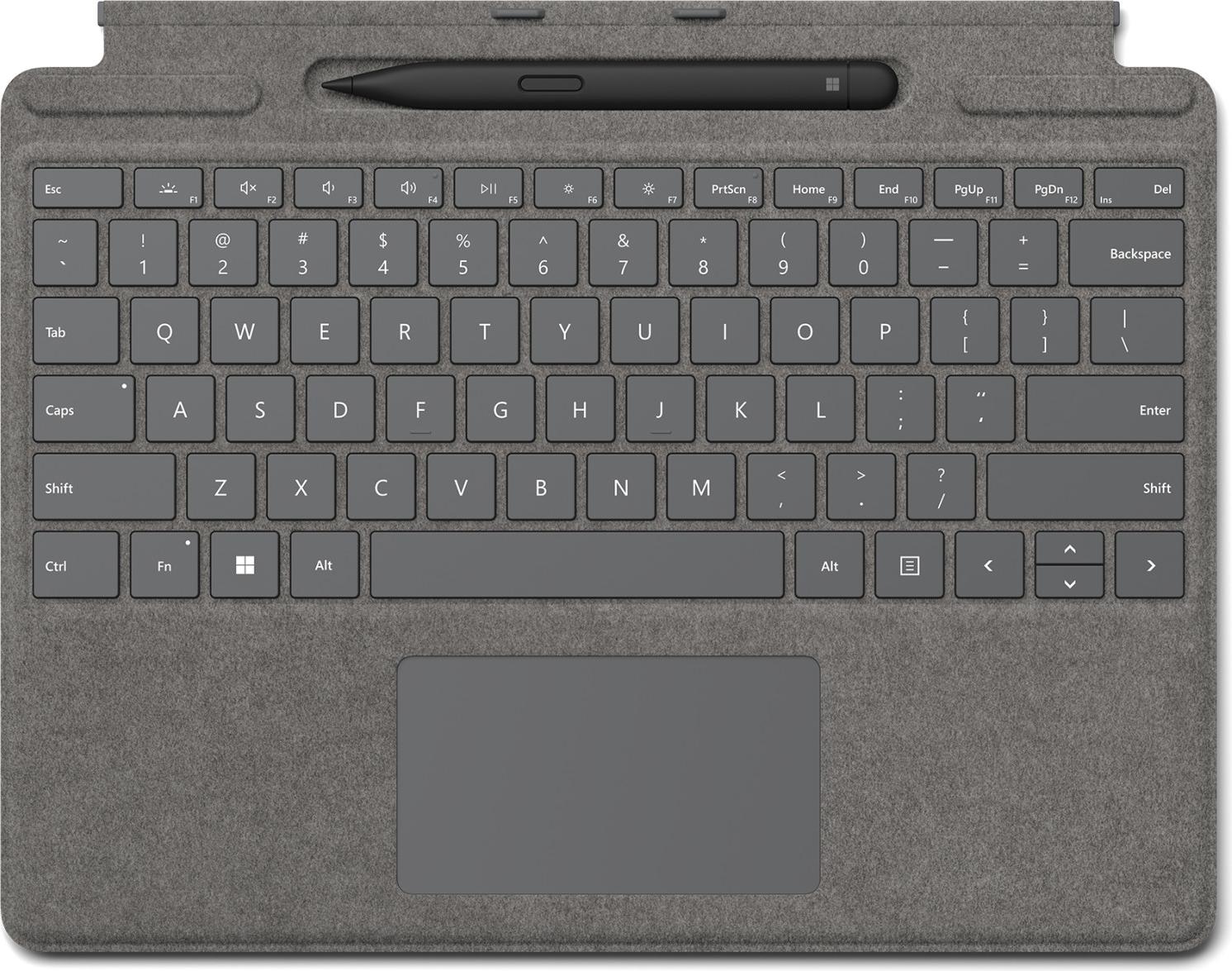 Microsoft Surface Pro Keyboard w/ Slim Pen 2, Touchpad, Microsoft, Platin, Alcantara, Andocken, Microsoft Cover port