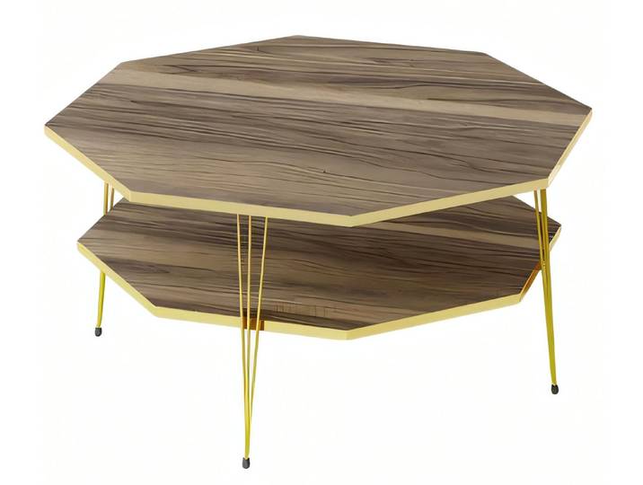 Xlmoebel Couchtisch Holz-Couchtisch in Braun, achteckig, modern von XLMOEBEL (Packung, Holz-Couchtisch, achteckig), Made in Europa