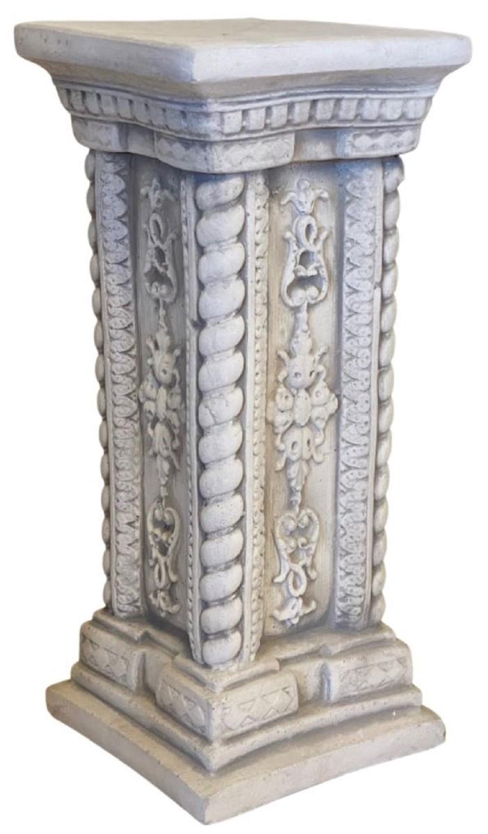 Casa Padrino Barock Garten Deko Säule Grau 24 x 24 x H. 57 cm - Antik Stil Stein Säule - Prunkvolle Gartensäule - Barock Garten & Terrassen Deko Accessoires - Gartendeko im Barockstil