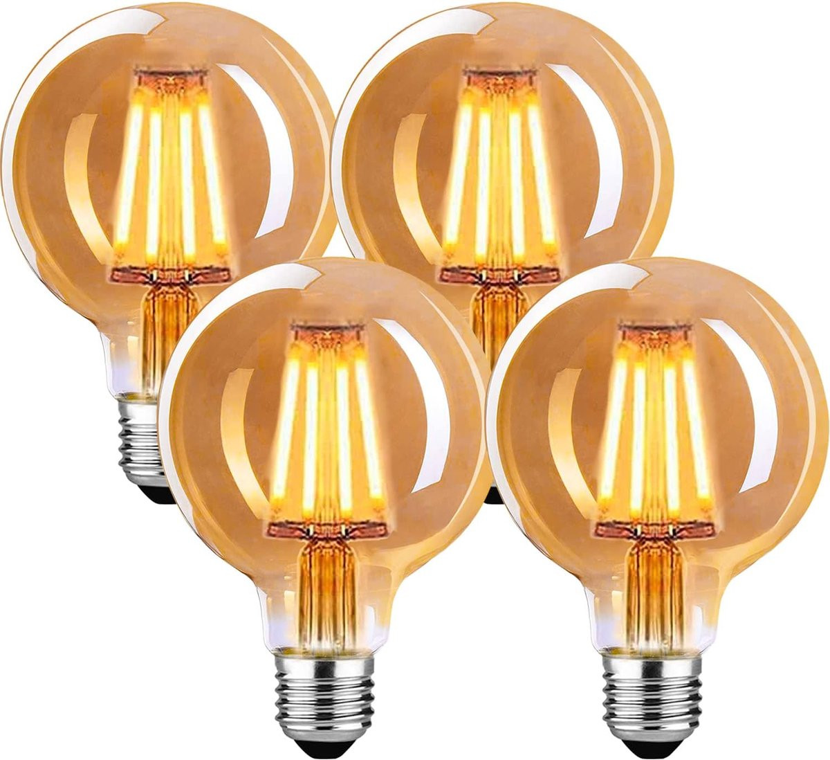 4-Pack Merkloze G80 Edison Vintage LED Lampen, Dimbare Retro Gloeilampen E27, Warm Licht 2700K, 4W (40W equivalent)