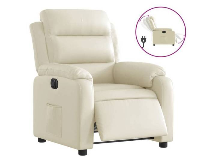 NEUF 2026  CHIC Fauteuil/Chaise inclinable SWEETY Moteur électrique Crème Similicuir 75x92.5x100 cm FF2909
