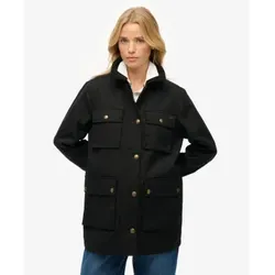 Superdry für Damen. W5011958A Schwarze Wachsjacke (M), Lässig, Baumwolle