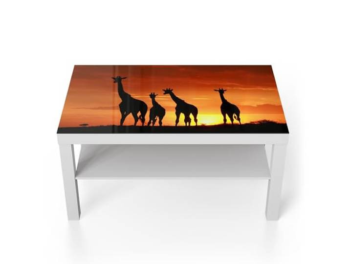 DEQORI Glastisch weiß groß 90x50 cm Motiv Abend in der Savanne ausgefallener Beistelltisch aus Glas Hochglanz Couchtisch fürs Wohnzimmer moderner Couch Tisch mit Design