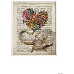 POSTER Elefant Mit Blumen-Bouquet A4 Rahmenlos