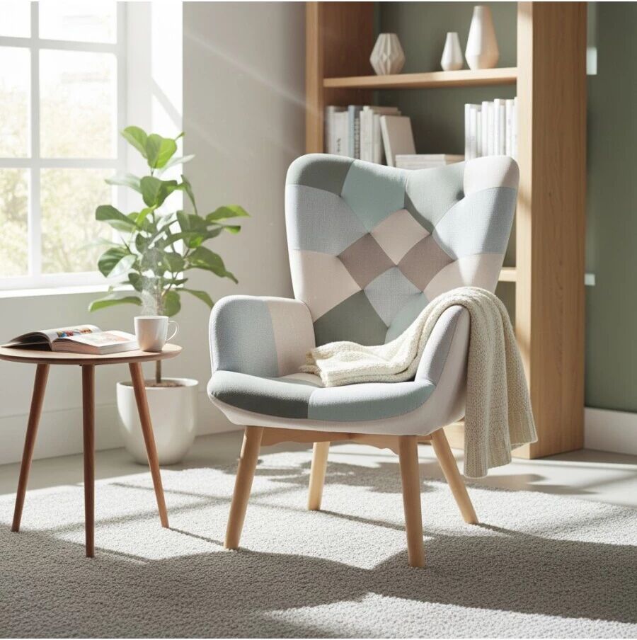 BellaHome POLTRONA CON BRACCIOLI IMBOTTITA PATCH COLOR
