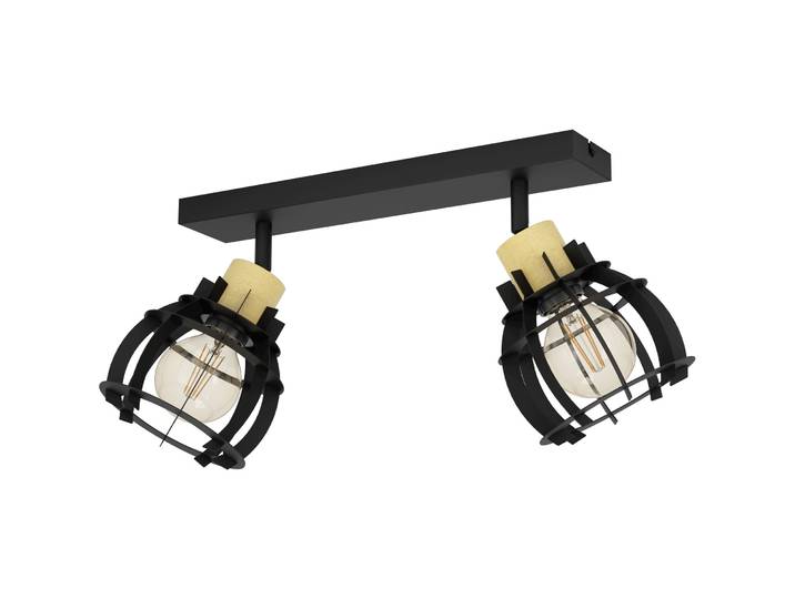 Eglo Spot Stillington 1 Schwarz, braun Holz/Stahl B 16 cm - Farbe: braun/schwarz - Spot