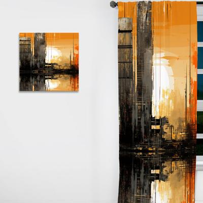 DESIGN ART "Designart ""Abstract Cityscape Sunset"" Abstract Curtain - Room Darkening Abstract Curtain - 1 Panel"