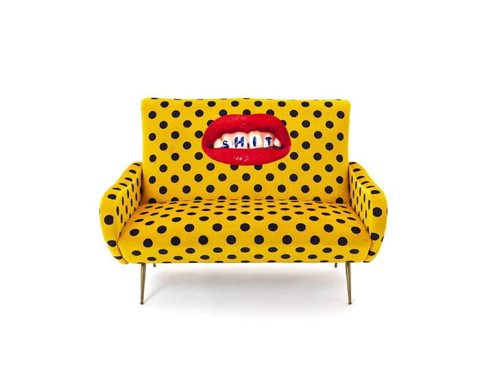 SELETTI canapé 2 places TOILETPAPER ARMCHAIR (Shit - Tissu en polyester, Structure en bois, polyuréthane et métal)
