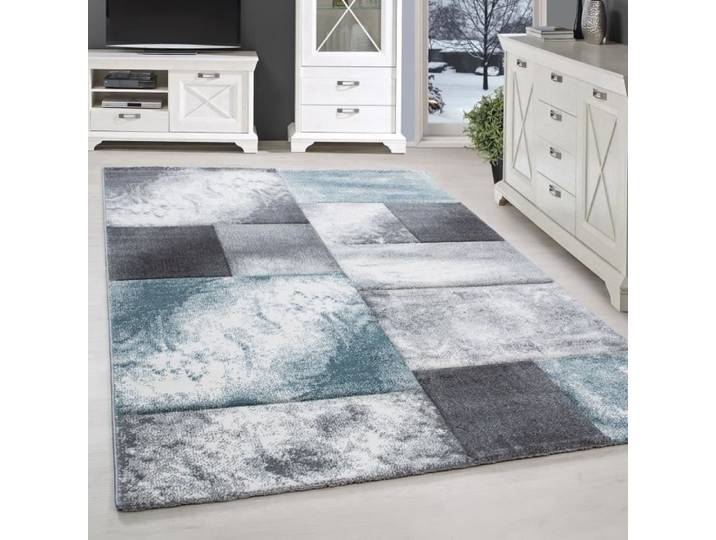 Tapis Moderne - Karting - Noir Gris Bleu - 100% Polypropylène - 120x170 cm