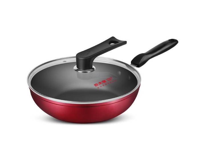 COOKER KING poêle à frire et wok polyvalent antiadhésif, petite sauteuse antiadhésive à fond plat, sans fumée d'huile, compatible gaz et induction, 28 cm
