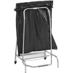 Royal Catering Müllsackständer Müllbeutelhalter Müllständer Silbern Fusspedal 2 Lenkrollen, Abfalleimer, Silber, Schwarz
