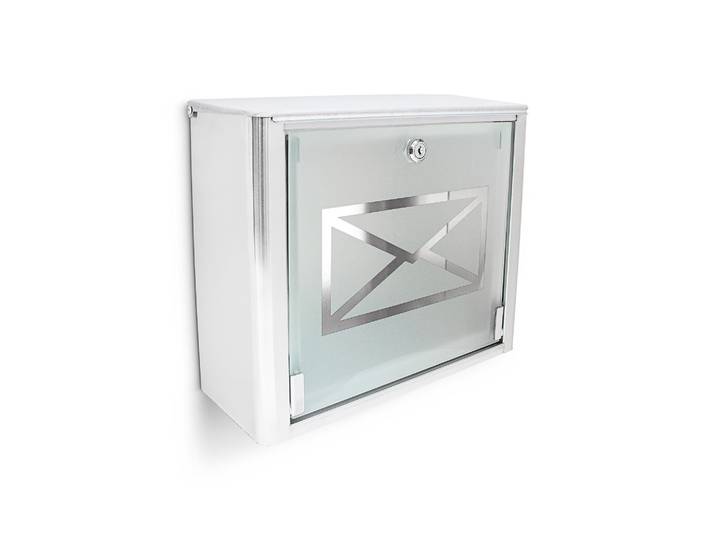 Briefkasten Glas mit Brief-Motiv Silber-Transparent