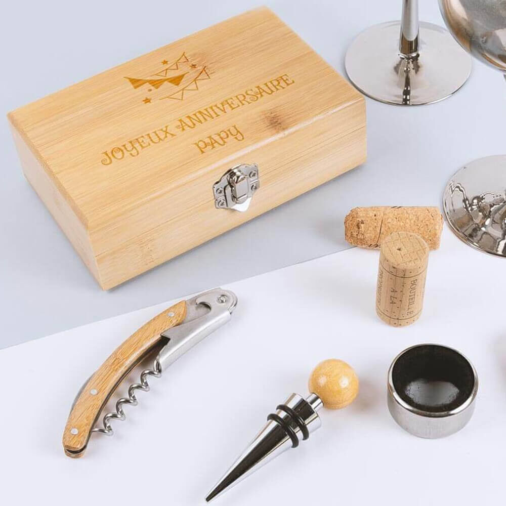 Ocadeau Coffret vin 3 pièces gravé