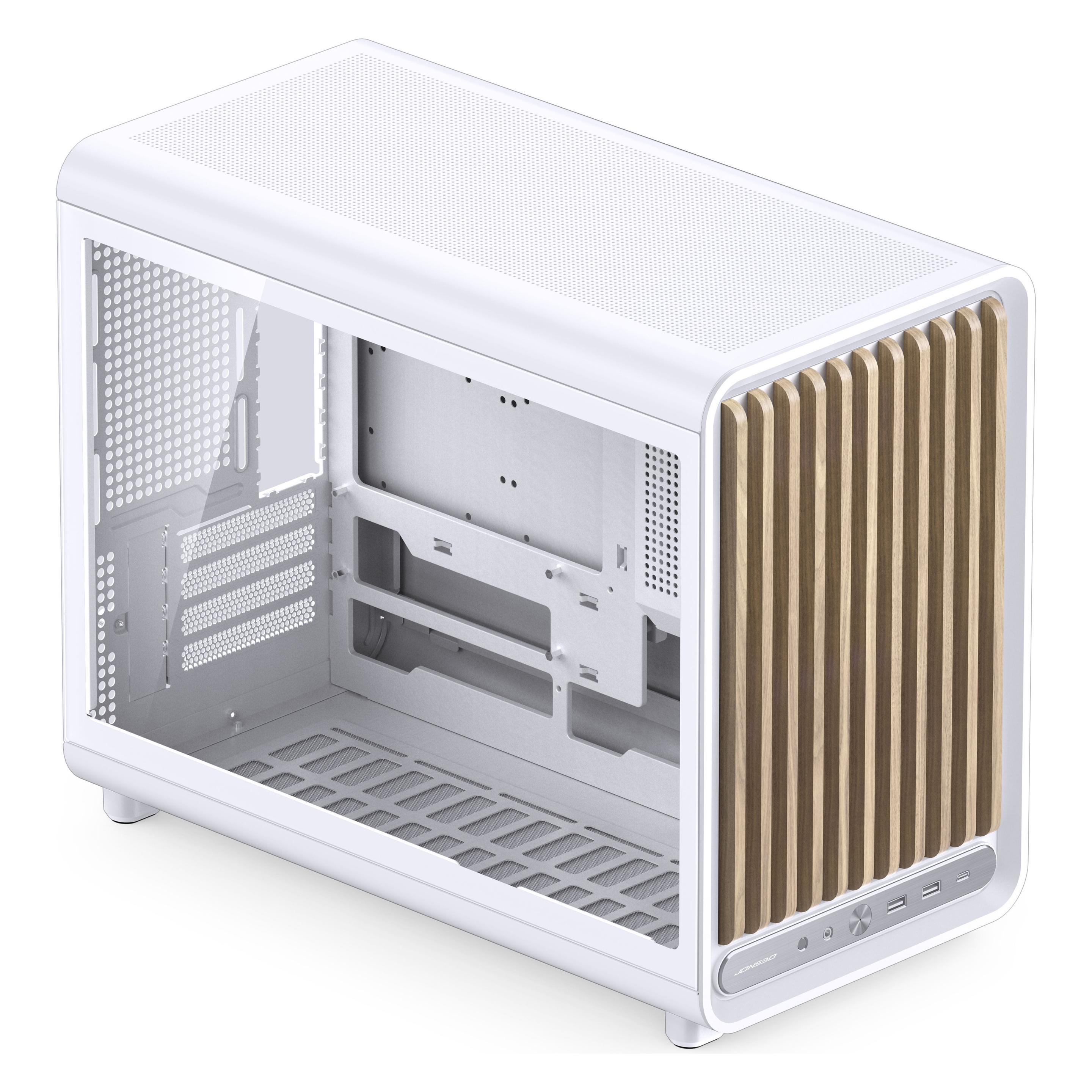 Jonsbo D33 Wood PC-Gehäuse, Mini-Gehäuse, mATX, Tempered Glass - weiss, Holz (mATX, Mini-ITX) (D33 WD/WHITE)