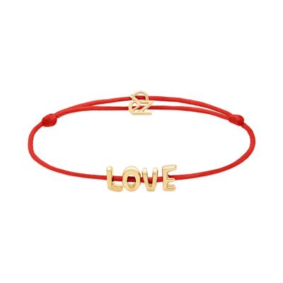 Armband ECHTZEIT "Schmuck Geschenk Edelstahl-Nylon-Armband Love Letters", gelbgoldfarben, rot, Armbänder, Damen, 21cm, Edelstahl Nylon, Edelstahl, Nylon, Armband