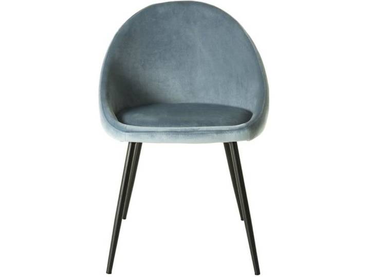 MACABANE AUGUSTIN - Lot de 2 chaises velours bleu pieds métal noir