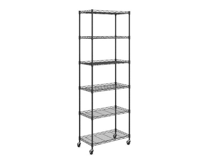 Regal Metall höhenverstellbar auf Rollen 54 x 29 x 160 cm schwarz