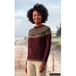 Alpaka-Pullover in Jacquard weinrot in Größe 44/46 von DW-Shop, Weinrot, 44/46