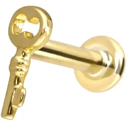 14 Karat Gold Labret mit Innengewinde SCHLÜSSEL