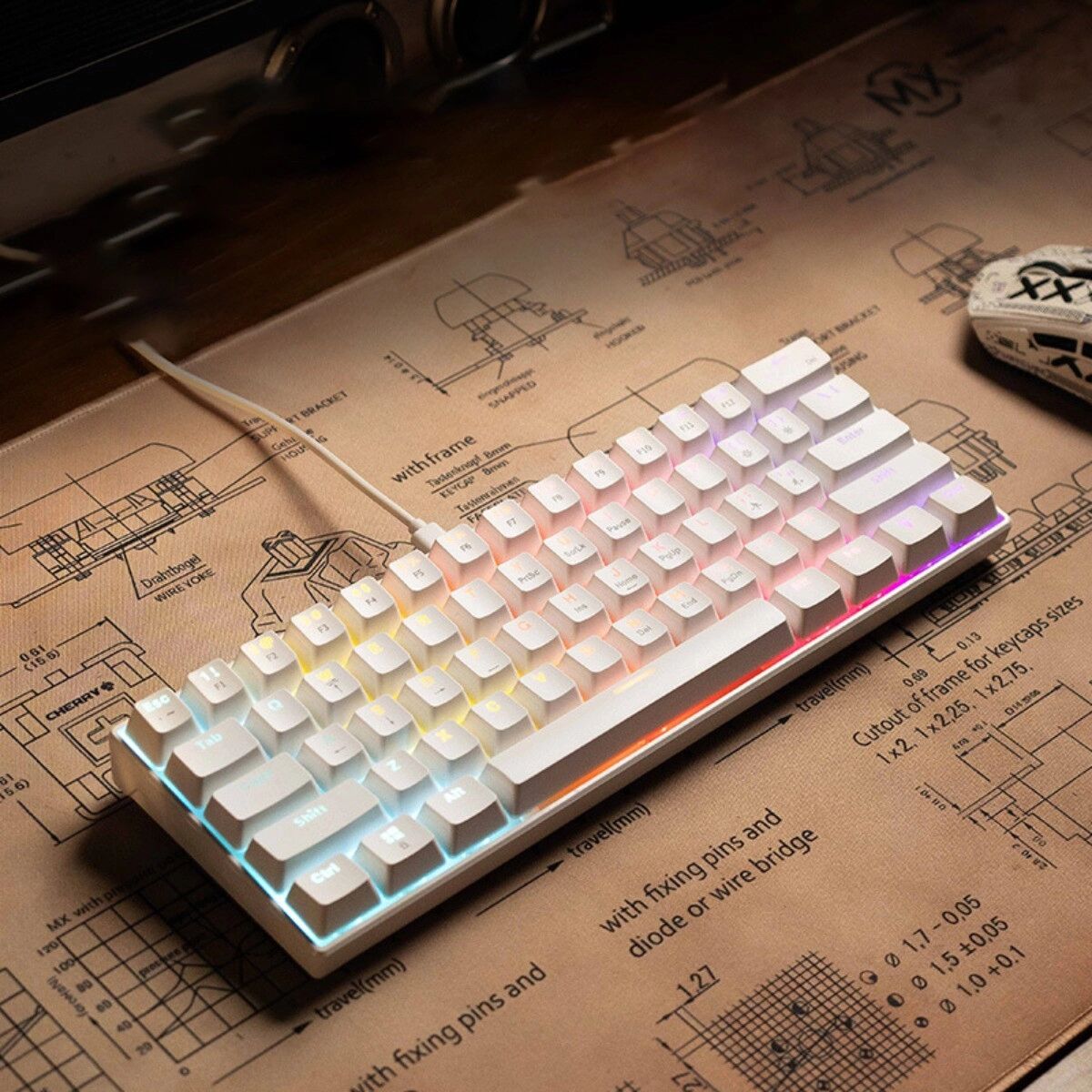 INF 61-Tasten kabelgebundene mechanische Tastatur mit klickenden blauen Schaltern, kompakt ergonomisch für Gaming & Office