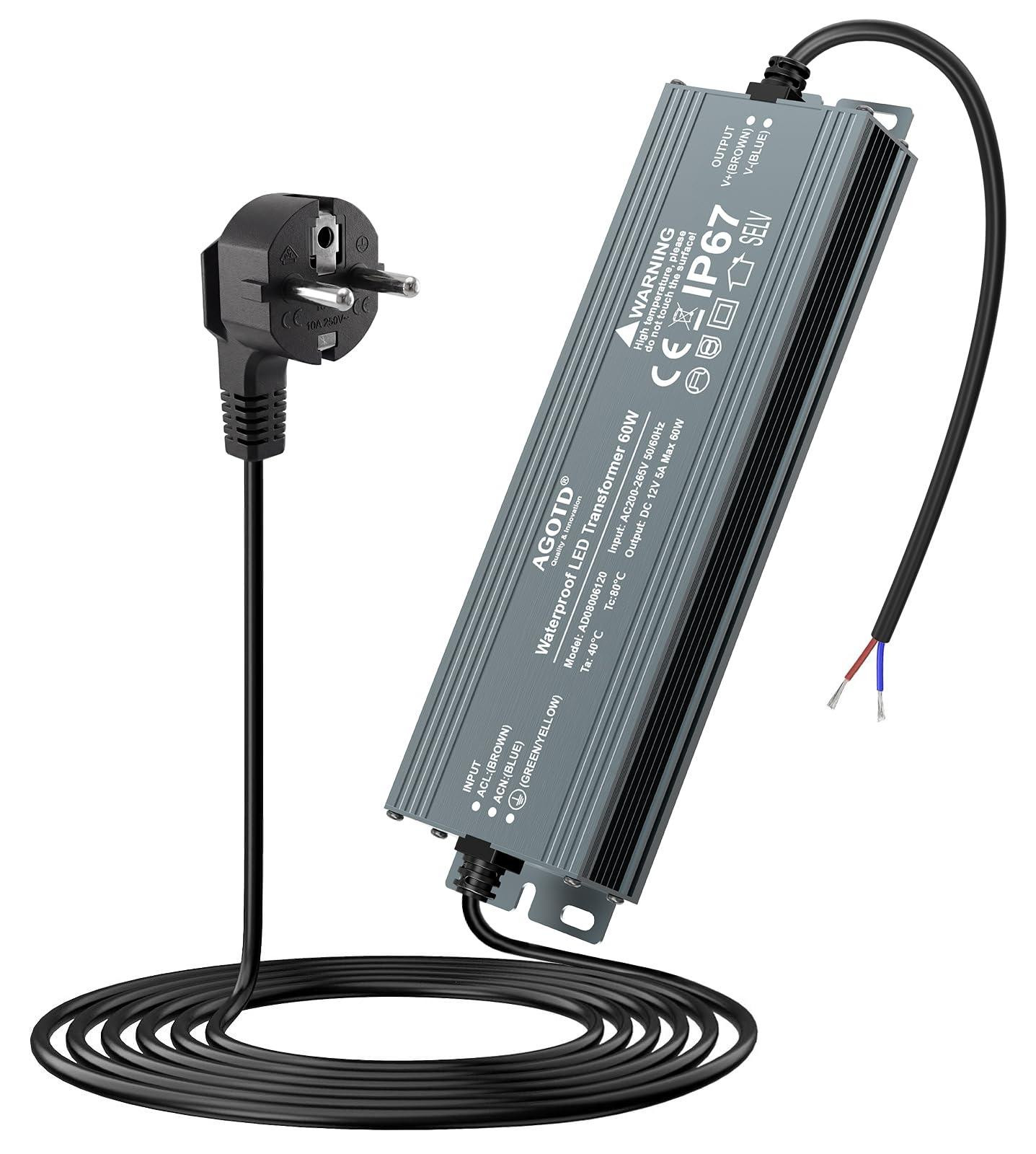 Dripio LED-transformator 12V 60W IP67 waterdicht 5A