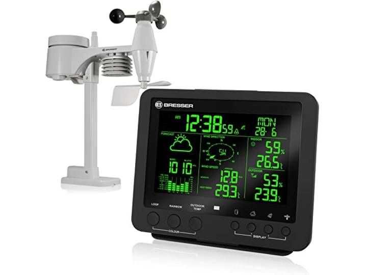 Bresser 5-en-1 Centre météo Pro avec écran en 256 couleurs\, Noir\, 17x4x14 cm