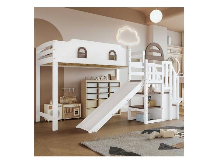 LuxusKollektion Etagenbett Etagenbett mit Rutsche & Stauraum (1-St)