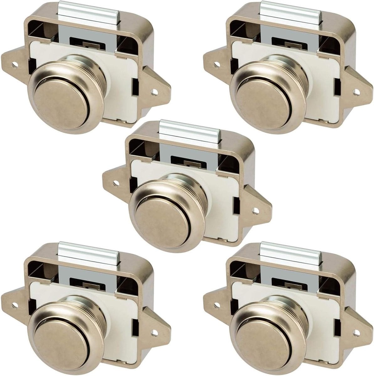 Set van 5 zilverkleurige drukknop kasten klinken voor keyless ladesloten om je meubels te beveiligen