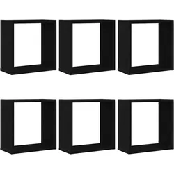 vidaXL Würfel-Wandregale 6 Stk. Schwarz Eichen-Optik 30x15x30 cm